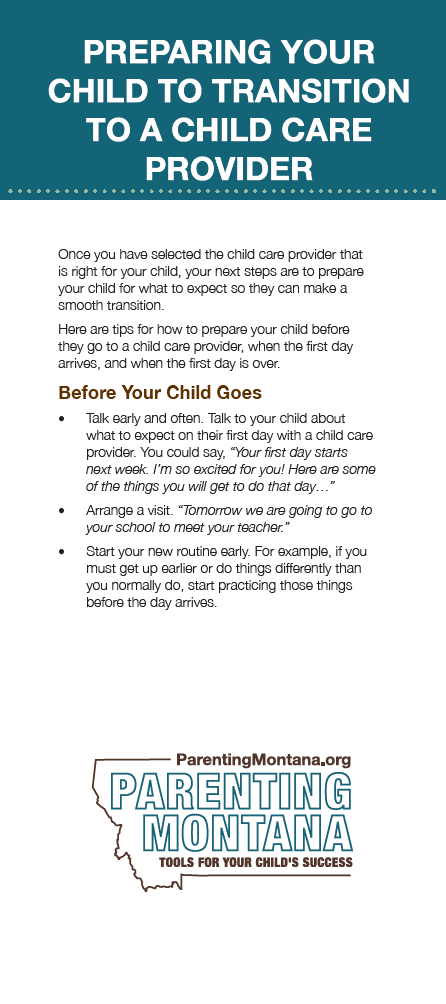Preparing Your Child to Transition to a Child Care Provider