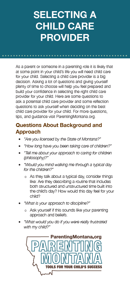 Selecting a Child Care Provider